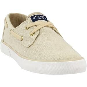 Sperry Top Sider 6.5 Pier Boat Champagne Gold Sparkles Canvas Slip On Sneakers